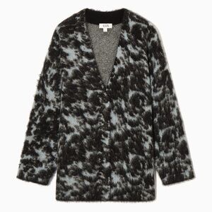 COS Black and Blue Tortoiseshell Jacquard Alpaca Blend Knit Cardigan
